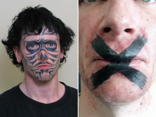 Stupid face tattoos are horrible and hilarious.