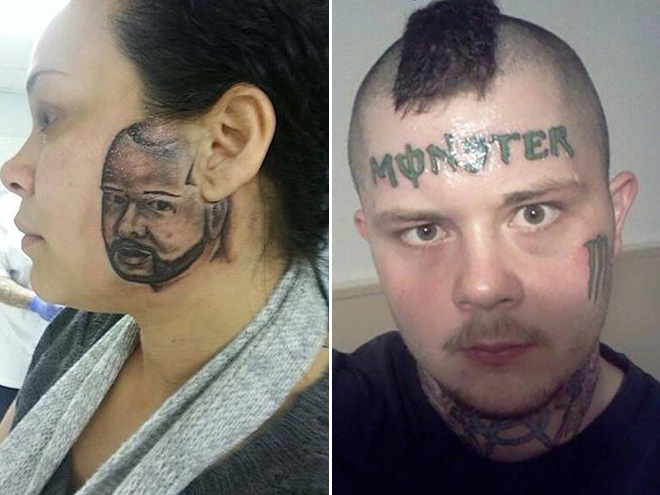 Stupid face tattoos are horrible and hilarious.