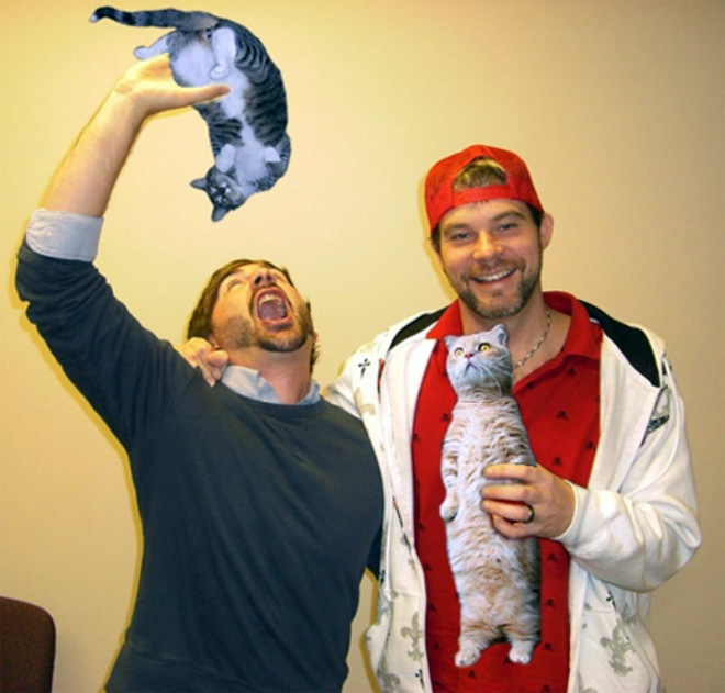 Hiding booze with cats.