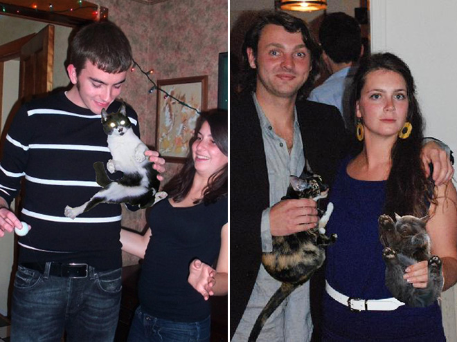 Hiding booze with cats.