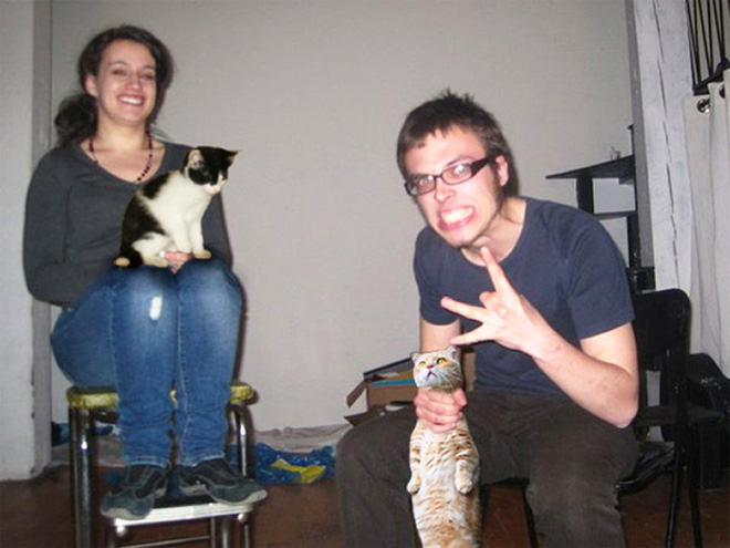 Hiding booze with cats.