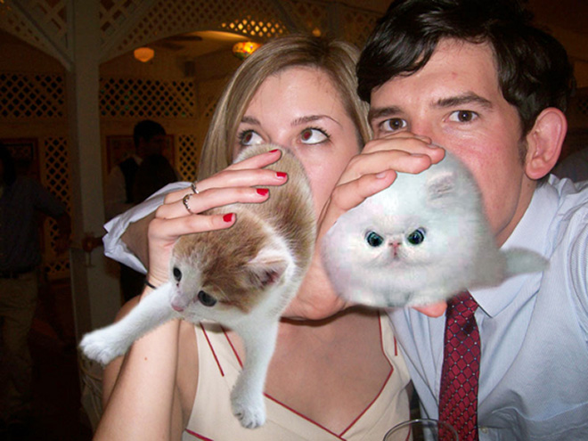 Hiding booze with cats.