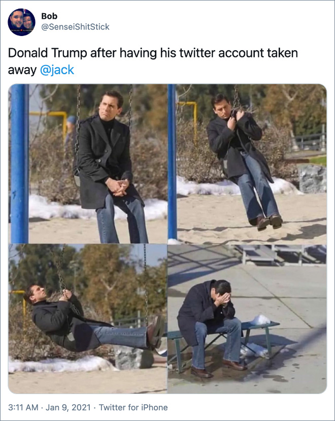 Funny reaction to Twitter banning Trump.
