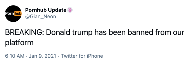Funny reaction to Twitter banning Trump.