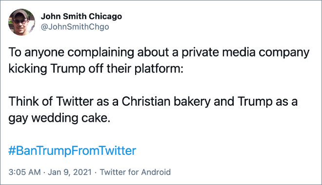 Funny reaction to Twitter banning Trump.