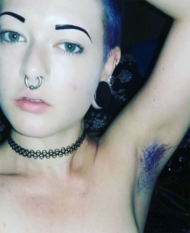 Colorful armpit hair Instagram trend.