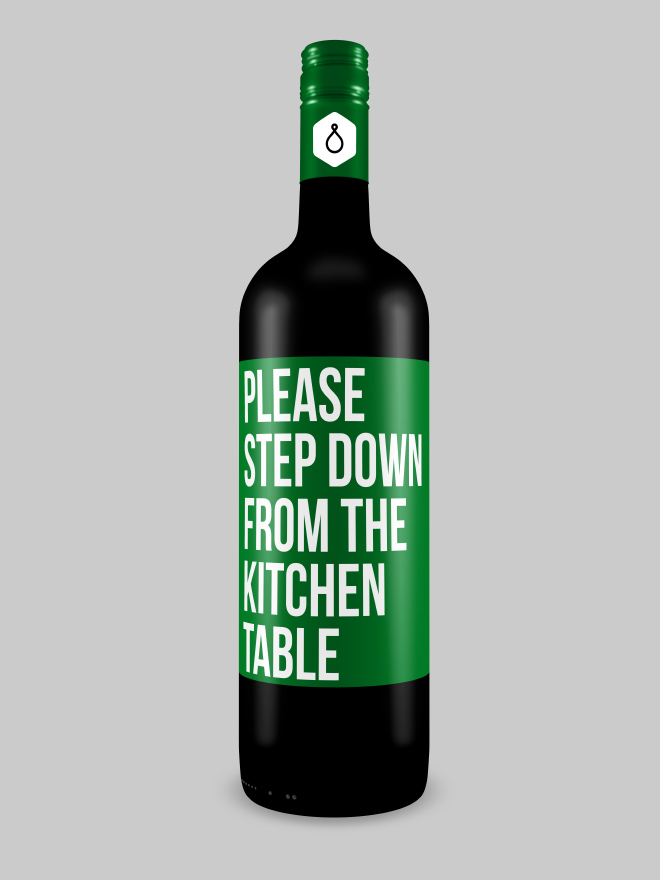 Brutally honest wine bottle.