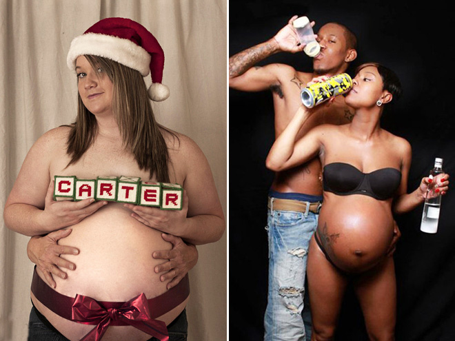 Some people have very, very weird ideas for pregnancy photos... an they are not afraid to fulfil them.