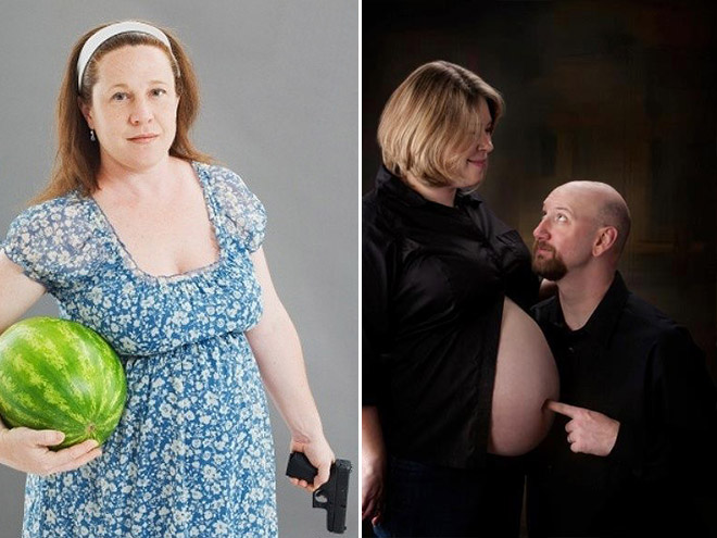 Some people have very, very weird ideas for pregnancy photos... an they are not afraid to fulfil them.