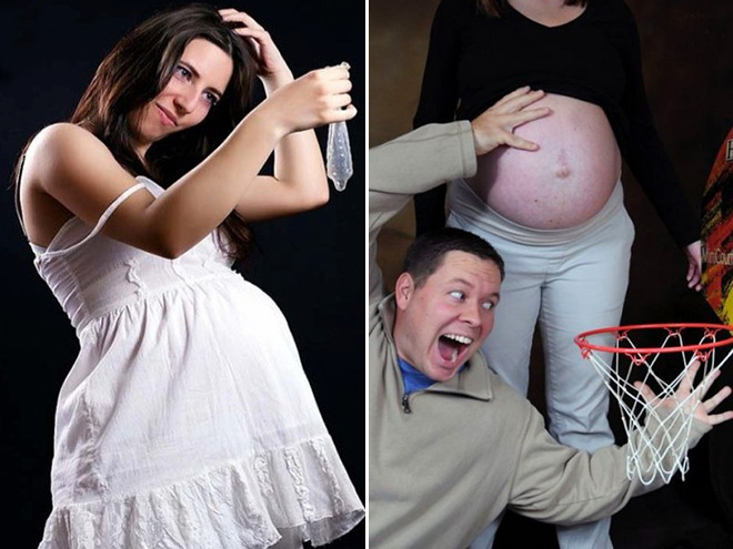 Some people have very, very weird ideas for pregnancy photos... an they are not afraid to fulfil them.