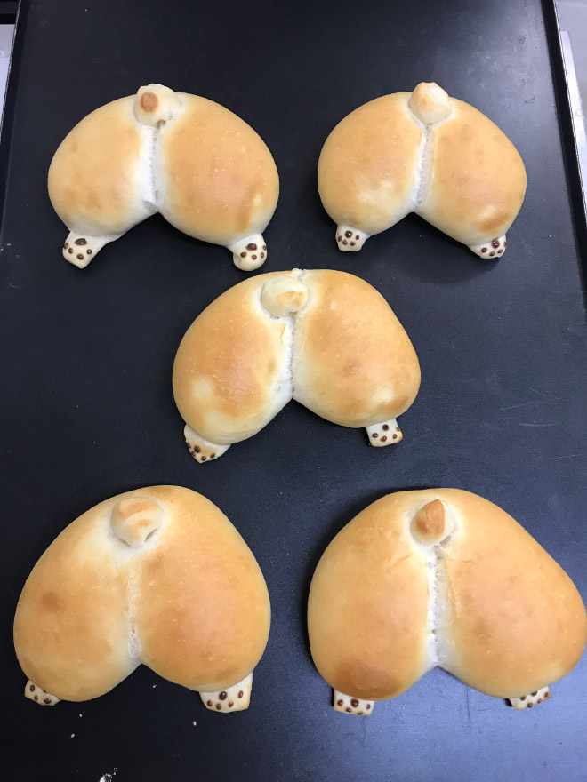 Delicious corgi butt bread.