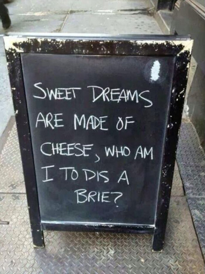 Funny restaurant sidewalk sign.