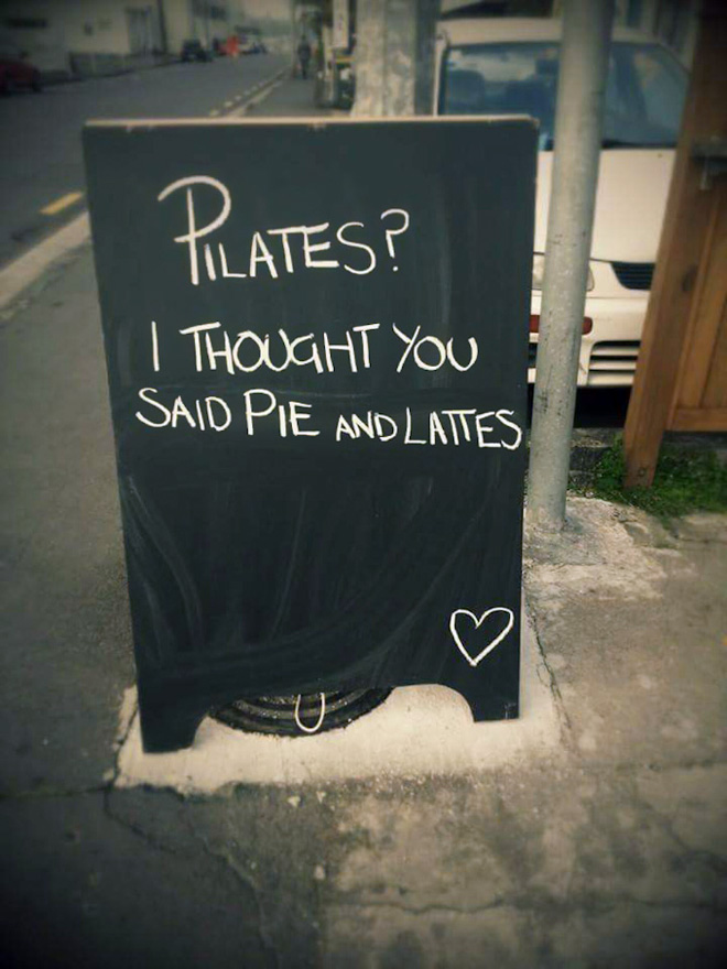 Funny restaurant sidewalk sign.