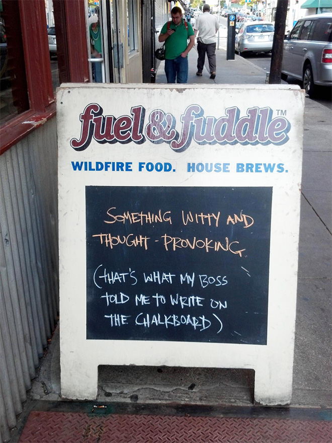 Funny restaurant sidewalk sign.