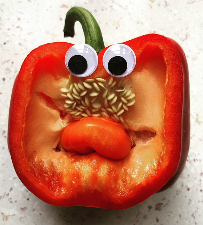 Googly eyes make cutting bell peppers much more fun!