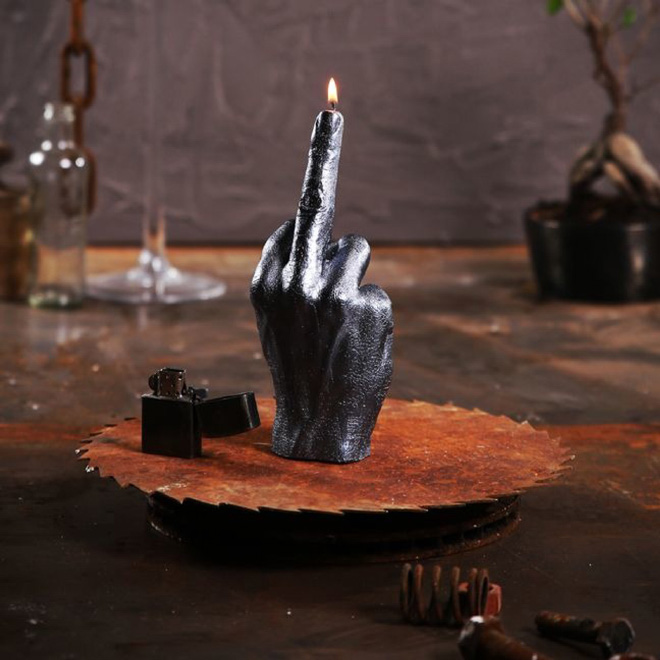 Middle finger candle.