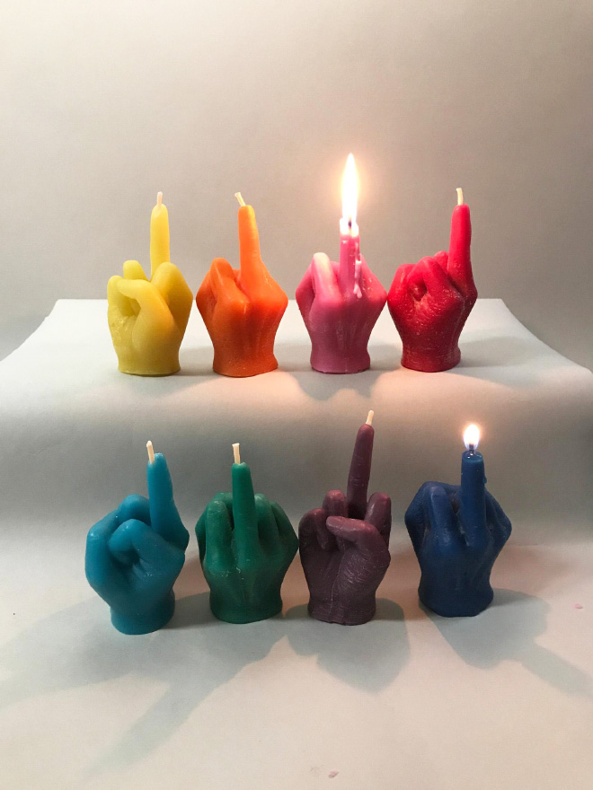 Middle finger candles.