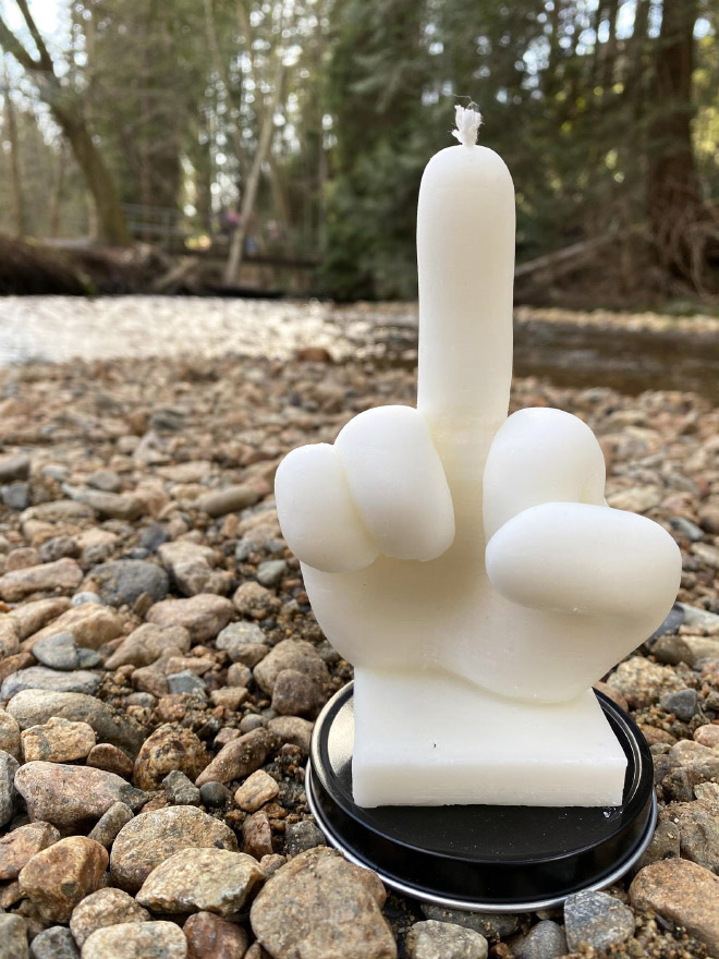 Middle finger candle.