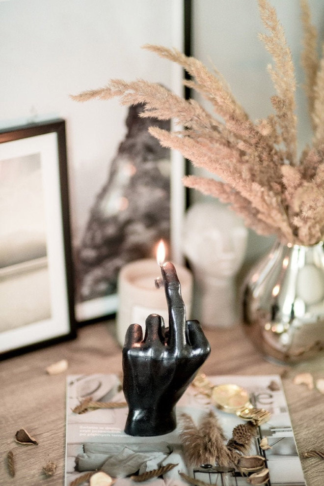 Middle finger candle.