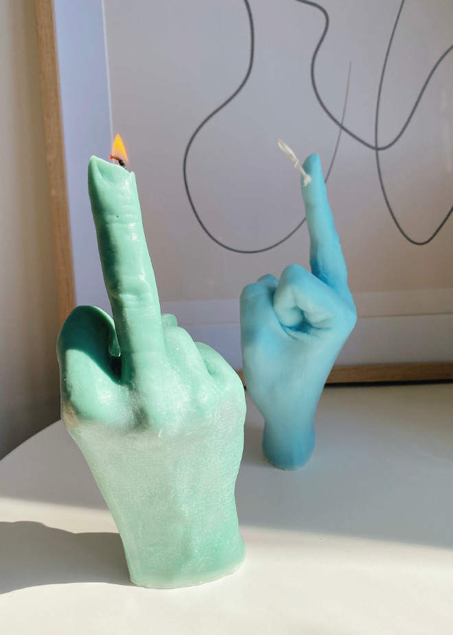 Middle finger candles.