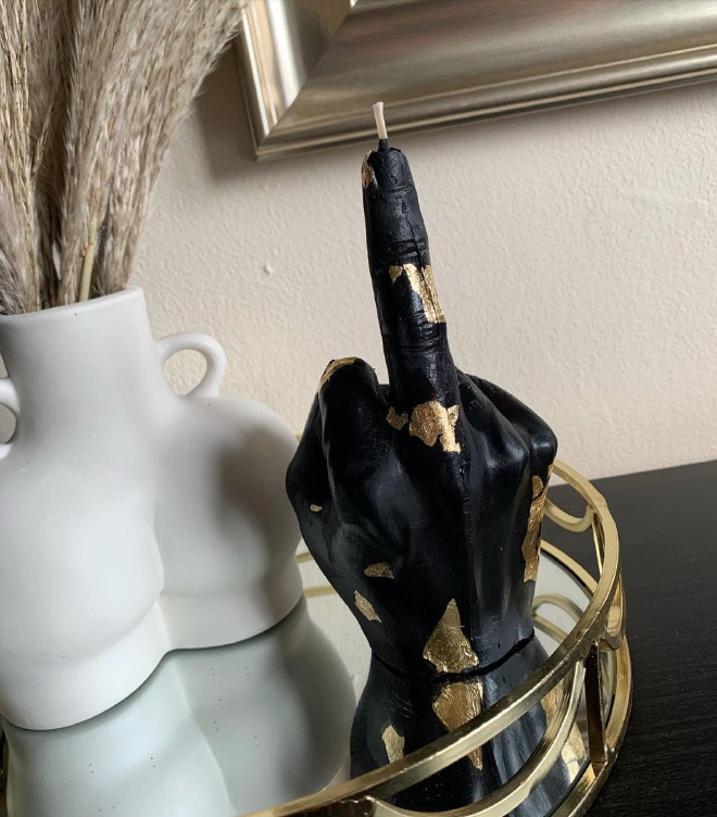 Middle finger candle.