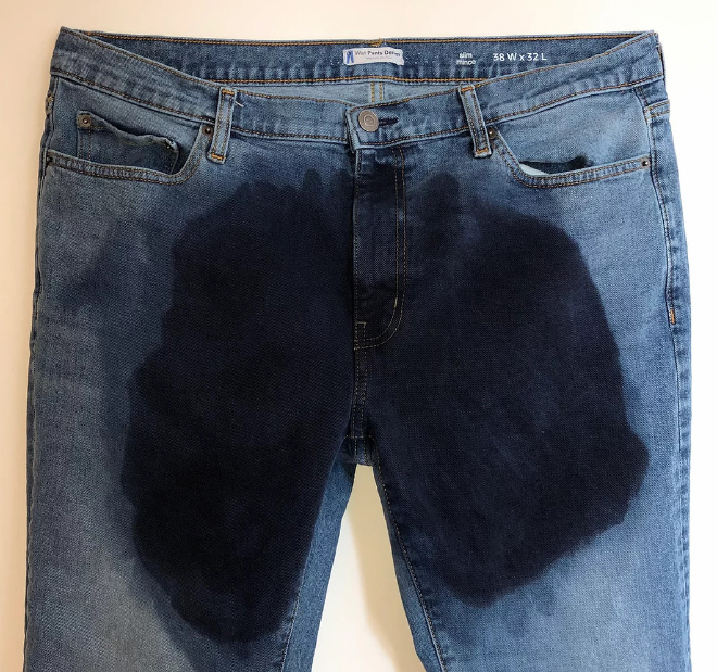 Jeans that look like you pissed yourself.