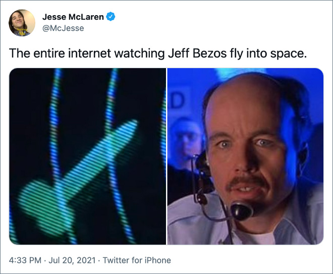 Twitter reaction to Jeff Bezos spaceflight.