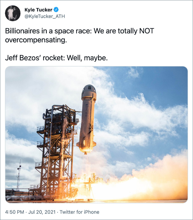 Twitter reaction to Jeff Bezos spaceflight.