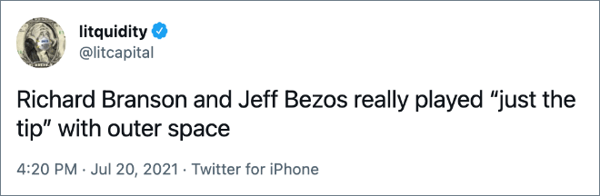 Twitter reaction to Jeff Bezos spaceflight.