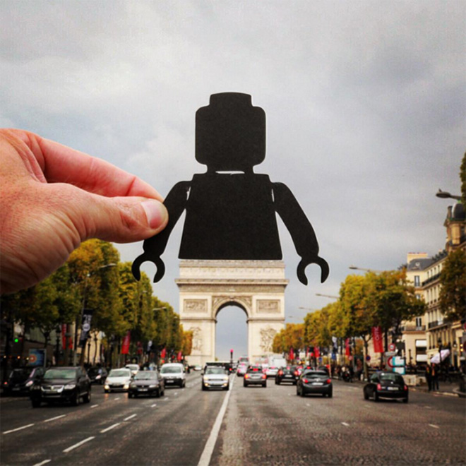 When paper cutouts meet real landmarks.