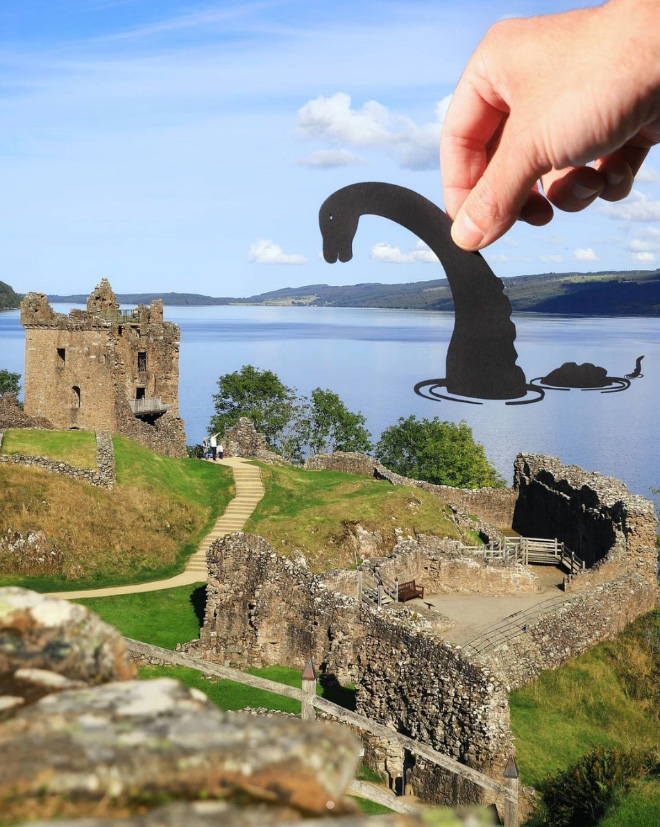 When paper cutouts meet real landmarks.