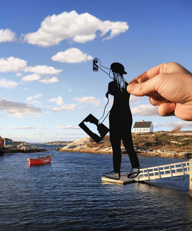 When paper cutouts meet real landmarks.