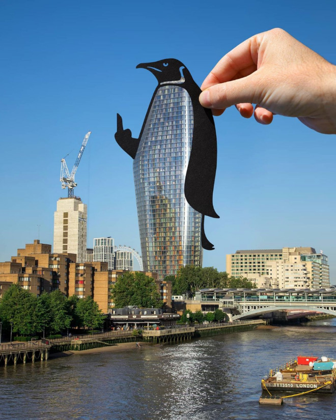 When paper cutouts meet real landmarks.