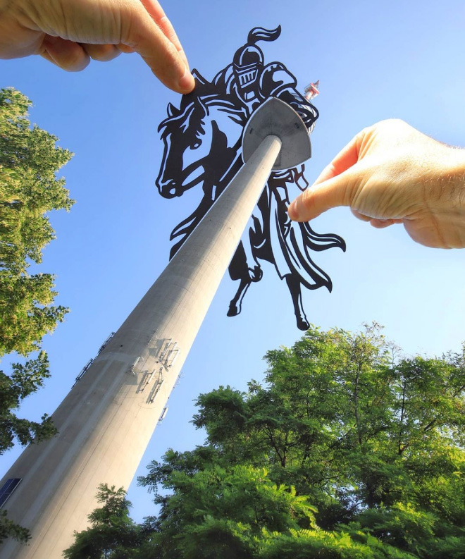 When paper cutouts meet real landmarks.