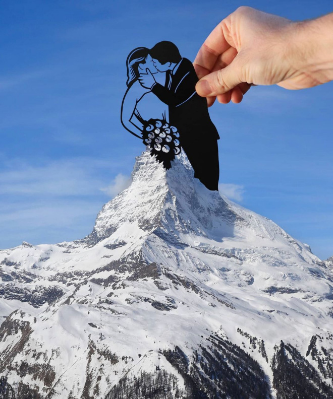 When paper cutouts meet real landmarks.