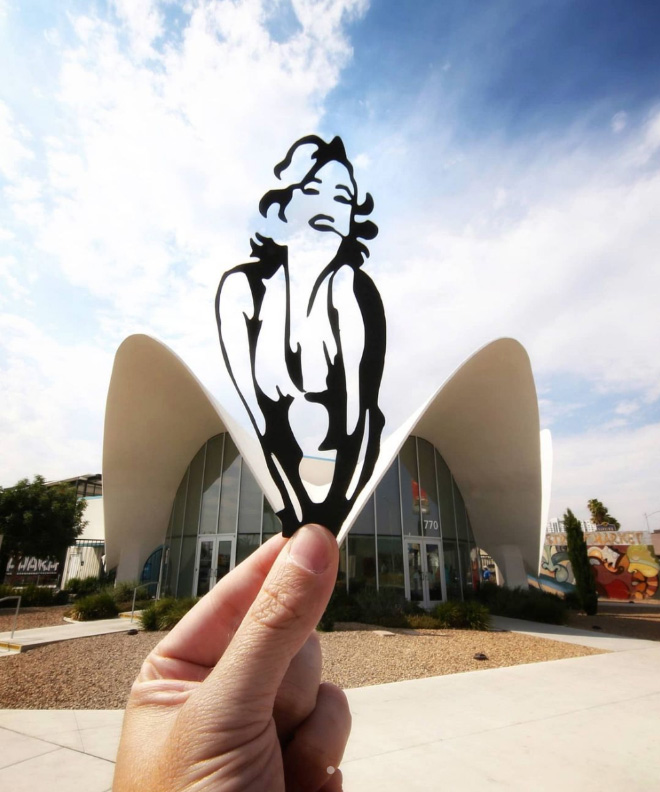 When paper cutouts meet real landmarks.