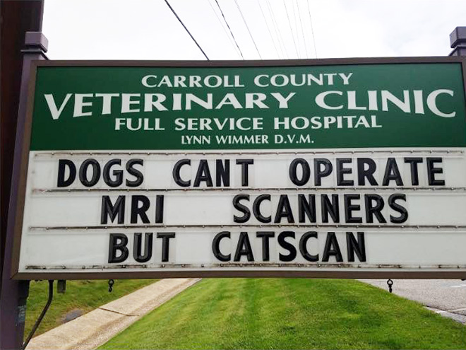 Brilliant vet sign.