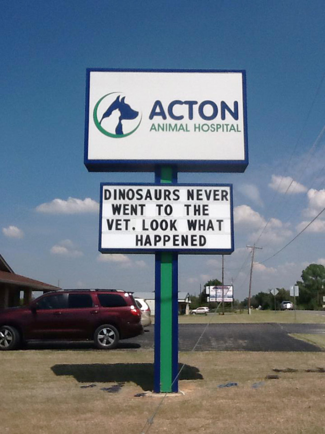 Brilliant vet sign.