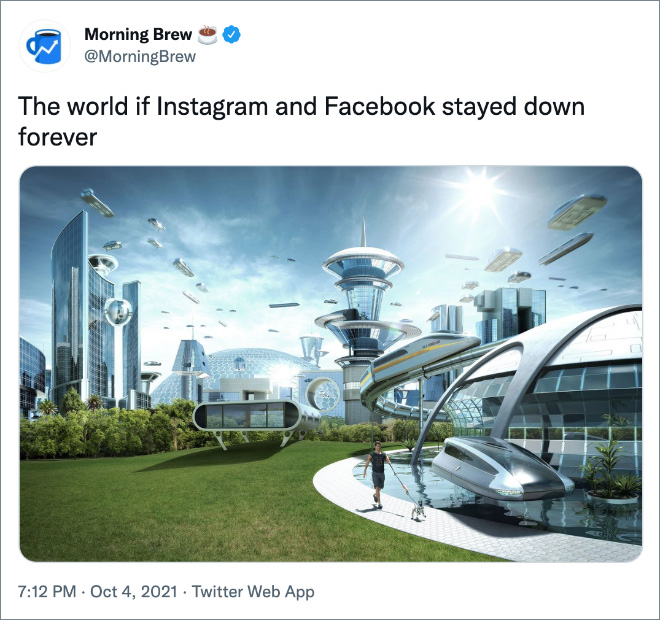 Funny reaction to Facebook, WhatsApp, and Instagram going down.