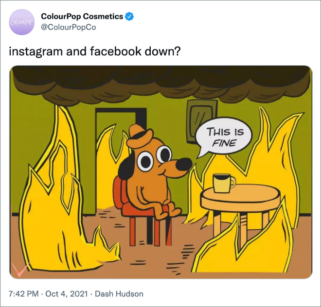 Funny reaction to Facebook, WhatsApp, and Instagram going down.