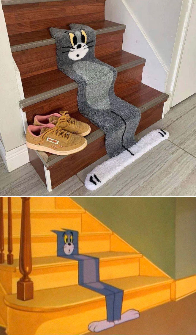 Funny rug inspired by Tom and Jerry cartoon.