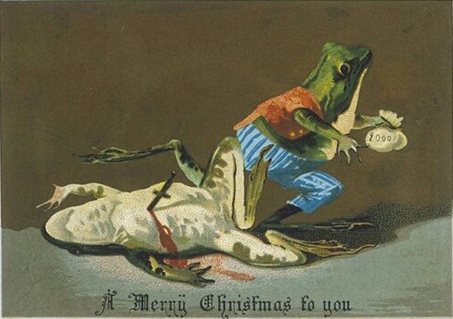 Creepy vintage Christmas card.