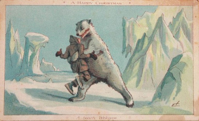 Creepy vintage Christmas card.