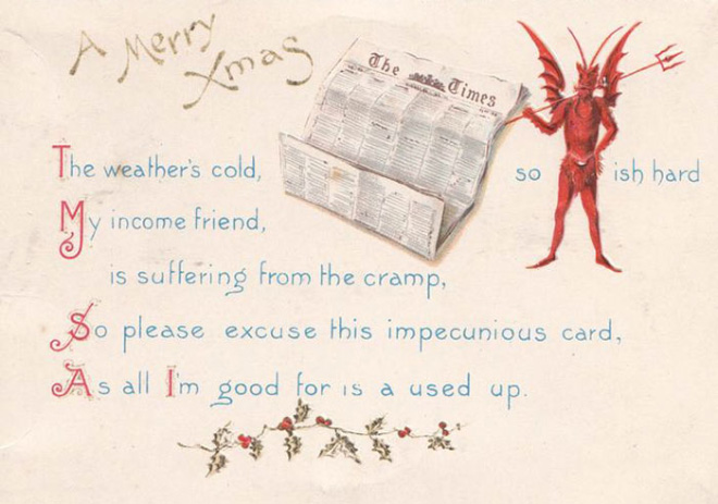 Creepy vintage Christmas card.