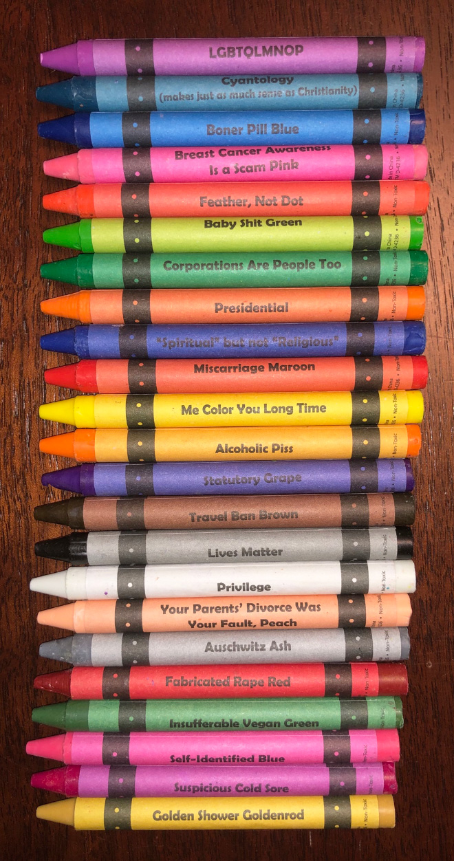 Funny offensive crayons.