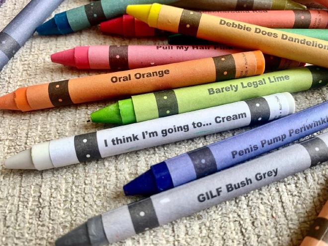 Funny offensive crayons.