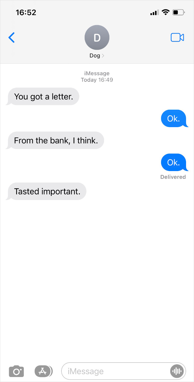 Texting with a dog.