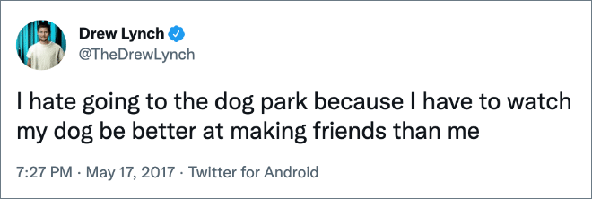 Funny tweet about dogs.