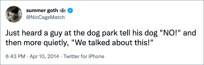 Funny tweet about dogs.