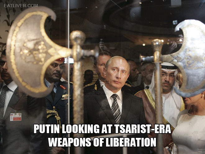 Putin looking at things.